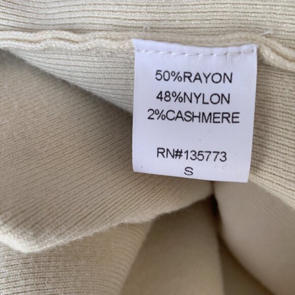 OXFORD SUNDAY Women’s Fringe Ivory Cardigan Size S Cashmere Rayon Quiet Luxury - Picture 7 of 10